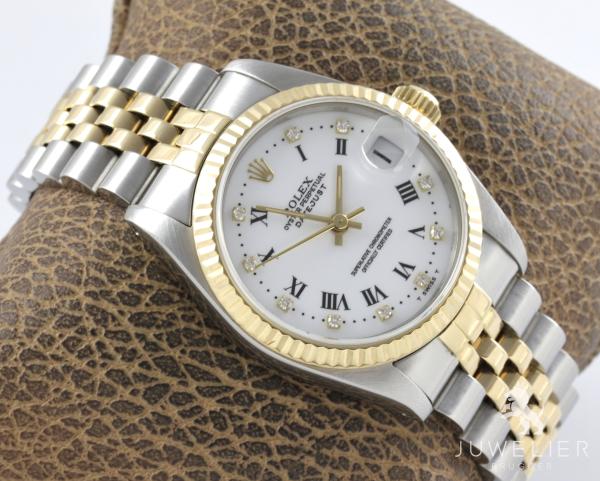 Rolex Datejust 31mm Medium Bicolor Diamanten Box & Papiere Ref. 68273 Damenuhr