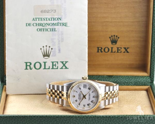 Rolex Datejust 31mm Medium Bicolor Diamanten Box & Papiere Ref. 68273 Damenuhr