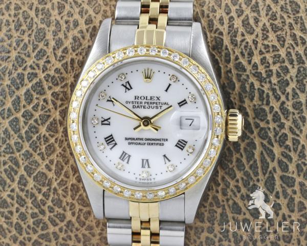 Rolex Lady-Datejust Bicolor 26mm Automatik Diamantenbesatz Damenuhr Ref. 69173 Box & Papiere