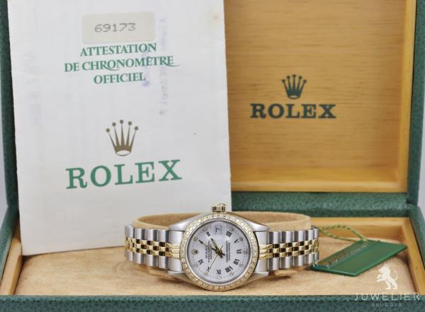 Rolex Lady-Datejust Bicolor 26mm Automatik Diamantenbesatz Damenuhr Ref. 69173 Box & Papiere