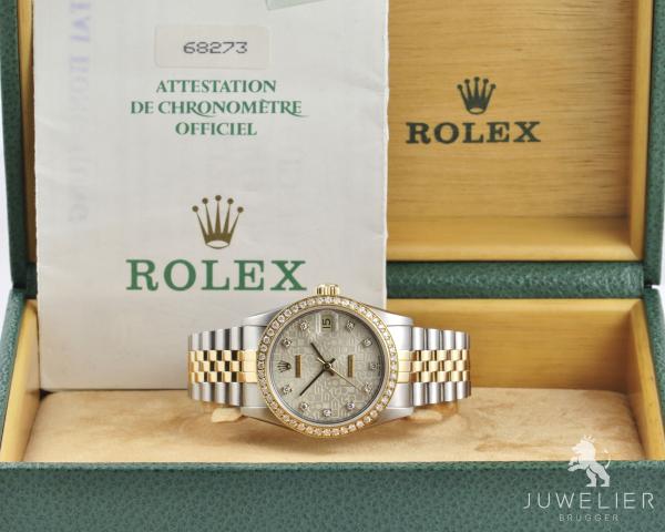 Rolex Datejust 31mm Medium Bicolor Diamanten Box & Papiere Ref. 68273 Damenuhr