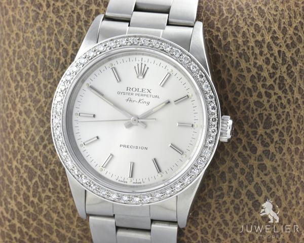 Rolex Air-King 34mm Stahl Automatik Diamanten Ref. 14000