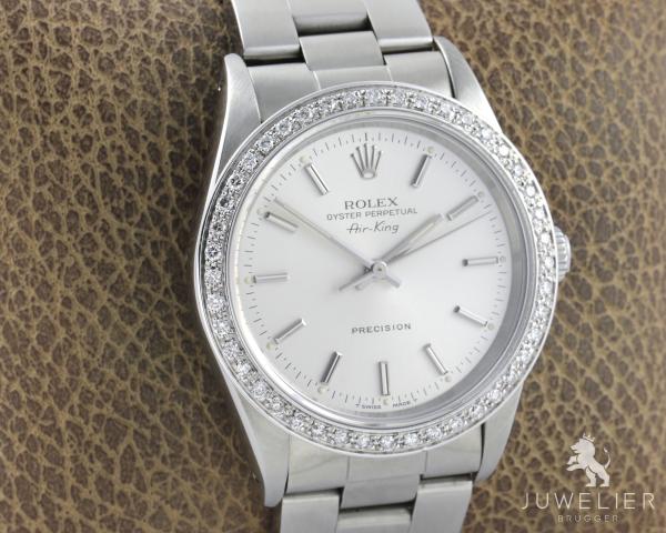 Rolex Air-King 34mm Stahl Automatik Diamanten Ref. 14000