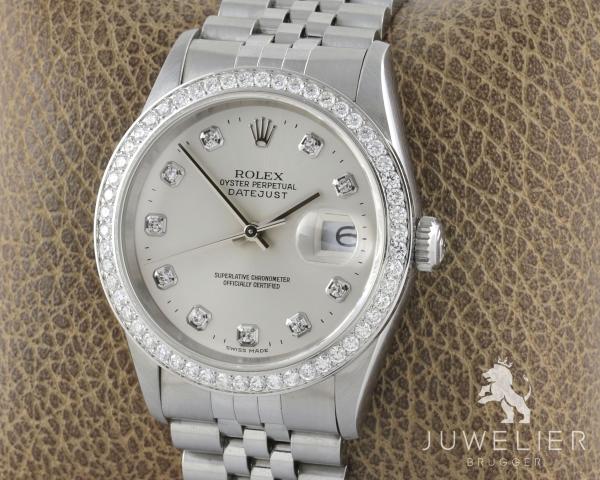 Rolex Datejust 36mm Stahl Automatik Diamantenbesatz Ref. 16234 Box & Papiere