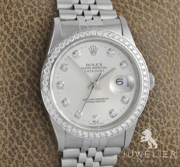 Rolex Datejust 36mm Stahl Automatik Diamantenbesatz Ref. 16234 Box & Papiere