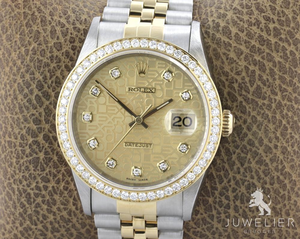 Rolex Datejust 36mm Bicolor Automatik Diamantenbesatz Ref. 16233 Box & Papiere