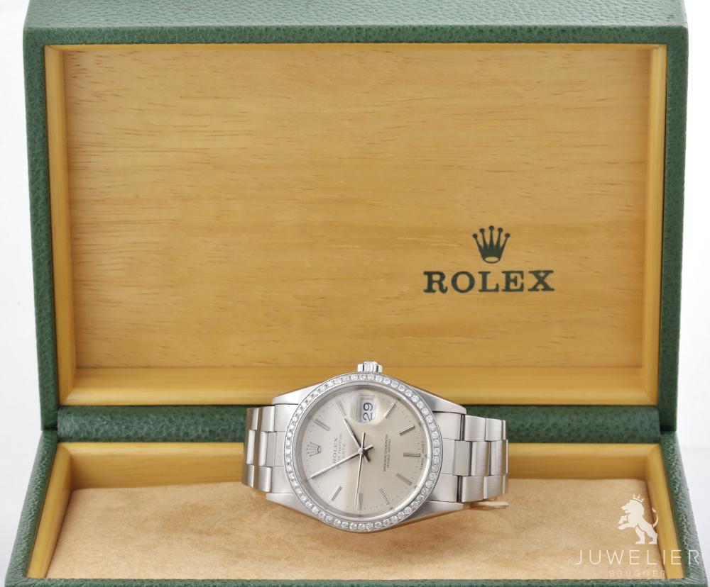 Rolex Date 34mm Stahl Automatik Diamantenbesatz Ref. 15210